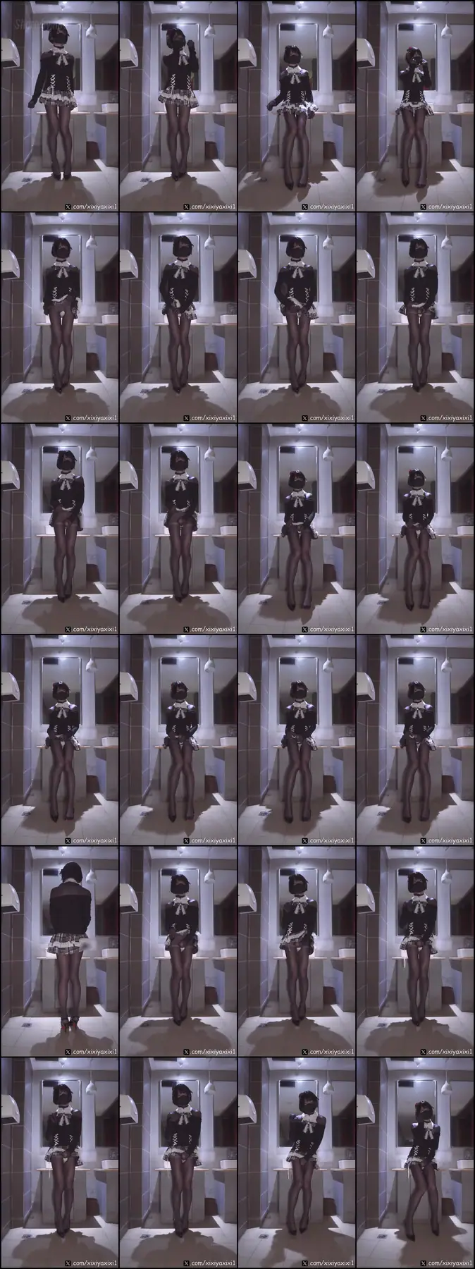 曦曦呀曦曦(@xixiyaxixi) - T042 甜辣哥特风系黑色露肩显瘦上衣+格纹蛋糕裙 公共厕所_Off-the-shoulder knitwear public restroom(7P+1V_244.8M) 曦曦呀曦曦(@xixiyax...