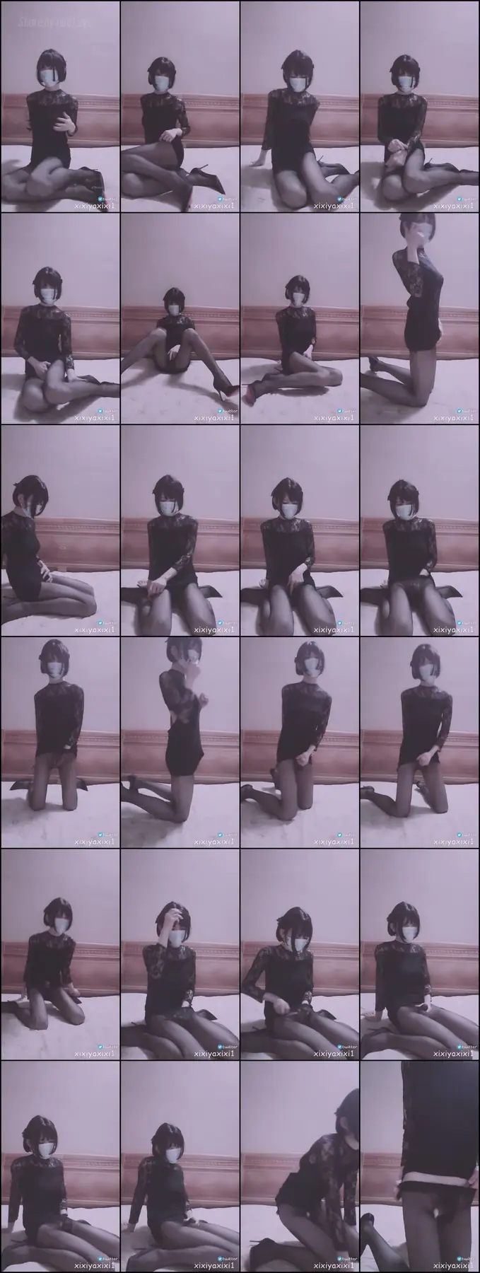 曦曦呀曦曦(@xixiyaxixi) - Y001 [720p] 蕾丝包臀裙女装 室内 Crossdresser in lace dress have fun at home(8P+1V_277.8M) 曦曦呀曦曦(@xixiyaxixi) -...